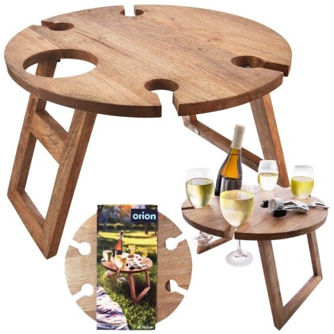 Stolik piknikowy na wino drewniany składany MANGO 39.5x24.5cm ORION 153878