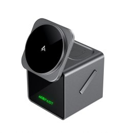 Ładowarka indukcyjna Acefast E34 22,5W 3w1 z wbudowanym kablem na smartfon słuchawki smartwatch - szara
