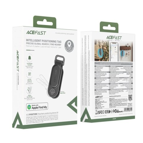Lokalizator Bluetooth w formie breloka na klucze kompatybilny z Apple Find My - czarny
