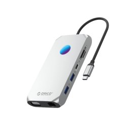 Stacja dokująca USB-C Orico XCR 12w1 RGB 3x USB-A 3.1 1x USB-A 2.0 1x USB-C PD 100 W 1x USB-C 3.1 1x HDMI 1.4 4K 30Hz 1x VGA 108