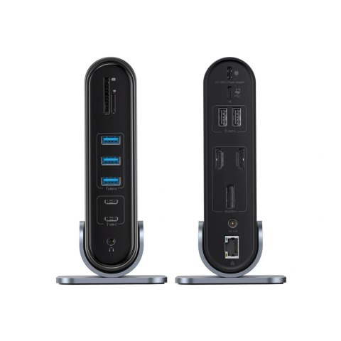 Stacja dokująca USB-C Baseus UnionJoy 2xHDMI4K@60Hz 1xDP4K@60Hz 3xUSB-A3.0 2xUSB-C3.0 2xUSB-A2.0 1xRJ45 PD PC 1xSD+TF 1x3.5mm mi