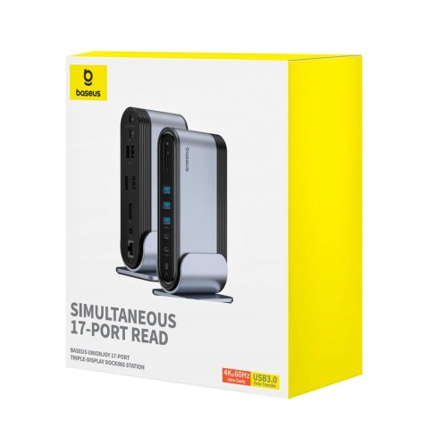 Stacja dokująca USB-C Baseus UnionJoy 2xHDMI4K@60Hz 1xDP4K@60Hz 3xUSB-A3.0 2xUSB-C3.0 2xUSB-A2.0 1xRJ45 PD PC 1xSD+TF 1x3.5mm mi