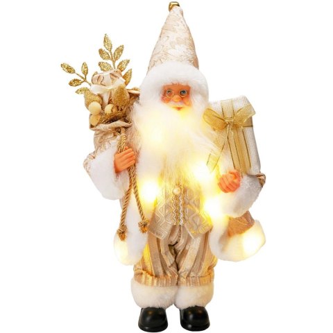 ŚWIĘTY MIKOŁAJ DEKORACYJNY 30 CM ZŁOTY LED