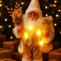 ŚWIĘTY MIKOŁAJ DEKORACYJNY 30 CM ZŁOTY LED