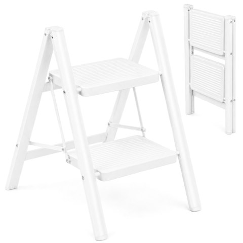 Drabinka 2-stopniowa metalowa EASYSTEP składana WHITE