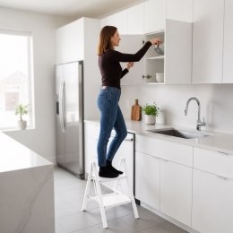 Drabinka 2-stopniowa metalowa EASYSTEP składana WHITE