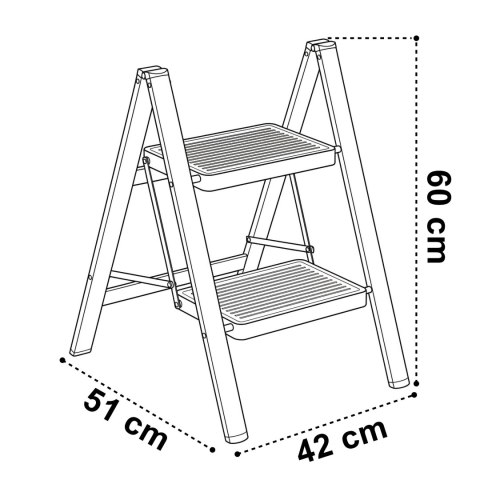Drabinka 2-stopniowa metalowa EASYSTEP składana WHITE