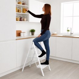 Drabinka 3-stopniowa metalowa EASYSTEP składana WHITE