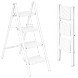 Drabinka 4-stopniowa metalowa EASYSTEP składana WHITE