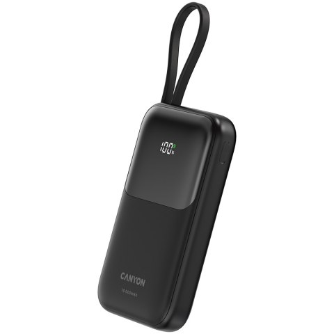CANYON Powerbank OnPower 101 z kablem 10000 mAh PD22.5W Czarny