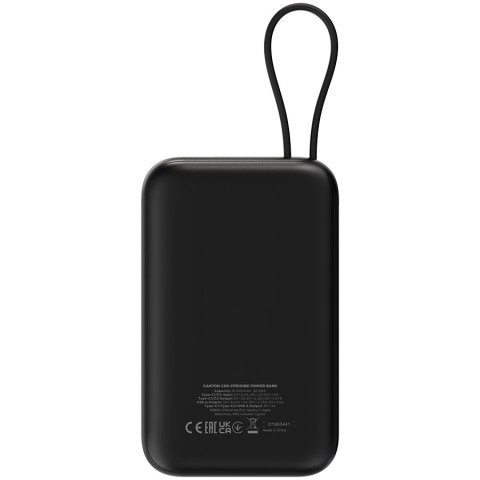 CANYON Powerbank OnPower 101 z kablem 10000 mAh PD22.5W Czarny