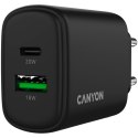 CANYON Ładowarka sieciowa OnCharge 200 20W 1xPD 1xQC EU Czarna