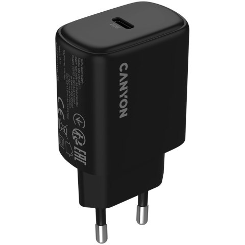 CANYON Ładowarka sieciowa OnCharge 200 20W 1xPD EU Czarna