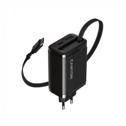 CANYON charger OnCharge 65RC Build-In Cable USB-C 65W 1xPD 1xQC EU Black
