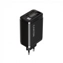 CANYON charger OnCharge 65RC Build-In Cable USB-C 65W 1xPD 1xQC EU Black