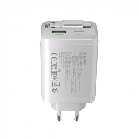 CANYON charger OnCharge 65RC Build-In Cable USB-C 65W 1xPD 1xQC EU White