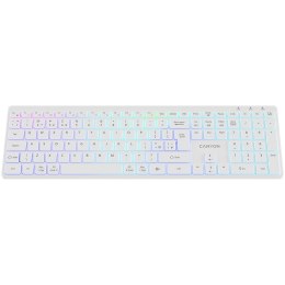 CANYON Klawiatura HKB-W11 UK/US RGB Dwa Tryby Bezprzewodowa Biała