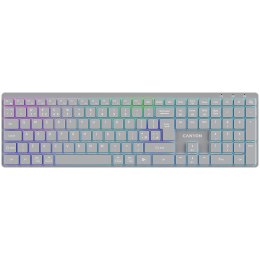 CANYON Klawiatura HKB-W11 UK/US RGB Dwa Tryby Bezprzewodowa Szara