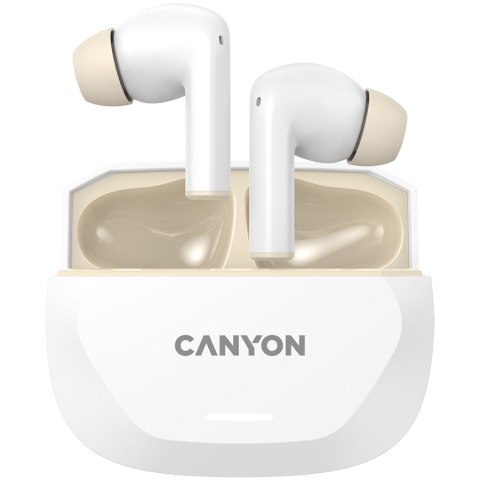 CANYON Słuchawki HEXAGON 7 TWS ANC+ENC Qi Biało-Beżowe