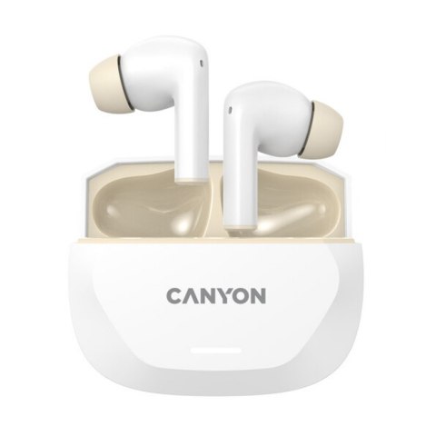 CANYON Słuchawki HEXAGON 7 TWS ANC+ENC Qi Biało-Beżowe