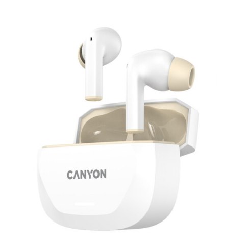 CANYON Słuchawki HEXAGON 7 TWS ANC+ENC Qi Biało-Beżowe