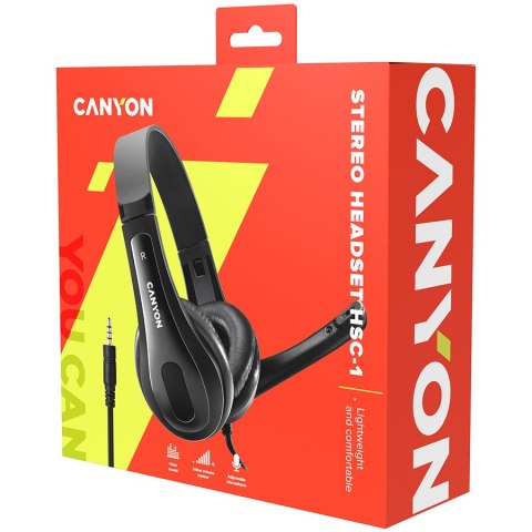 CANYON Zestaw słuchawkowy HSC-1 PC Mik 2m Czarny