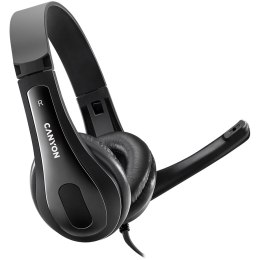 CANYON Zestaw słuchawkowy СHSC-1 PC Mik 2m Czarny