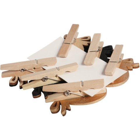 Klamerki drewniane spinacze mini z jajkami 6 szt. brązowe