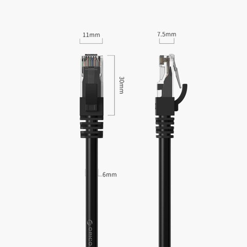 Kabel sieciowy Ethernet CAT6 1000Mbps RJ45 internetowy LAN okrągły 1 m - czarny