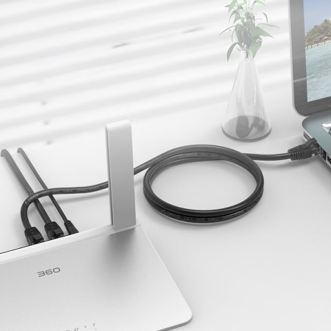 Kabel sieciowy Ethernet CAT6 1000Mbps RJ45 internetowy LAN okrągły 1 m - czarny