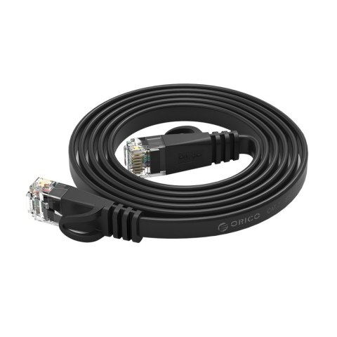 Kabel sieciowy Ethernet CAT6 1000Mbps RJ45 internetowy LAN płaski 30 m - czarny