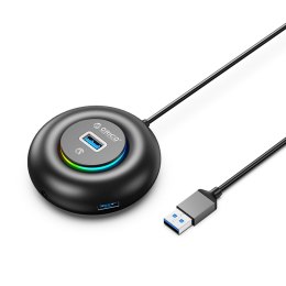 Hub adapter 4-portowy USB-A - USB-A mini jack RGB 1.8 m - czarny