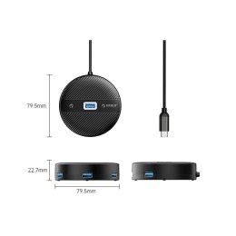 Hub adapter 4-portowy USB-C - USB-A 0.3 m - czarny