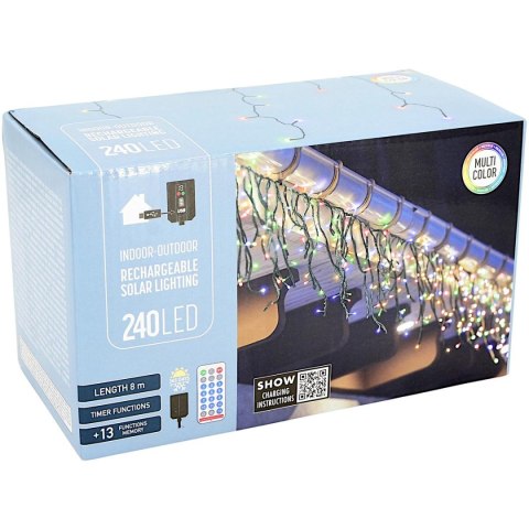 SOLARNY ŁAŃCUCH ŚWIETLNY 240 LED 13 FUNKCJI USB MULTIKOLOR
