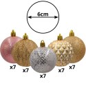 BOMBKA DEKORACYJNA PLASTIKOWA 6CM SET 35SZT ZŁOTY RÓŻOWY