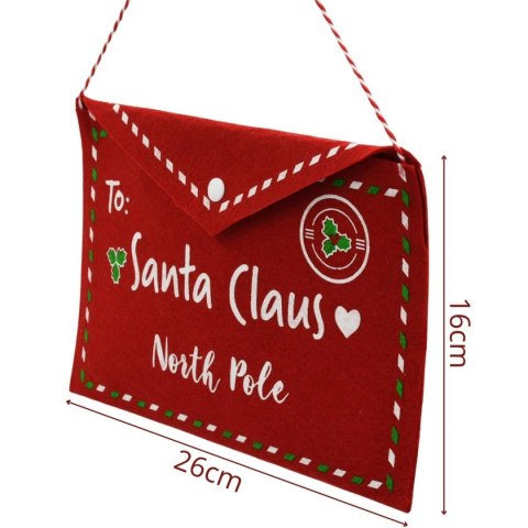 KOPERTA ŚWIĄTECZNA LIST DO ŚWIĘTEGO MIKOŁAJA FILCOWA 26x16CM SANTA CLAUS