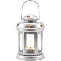 ŚWIECZNIK NA TEA LIGHT LATARENKA 15CM SREBRNA