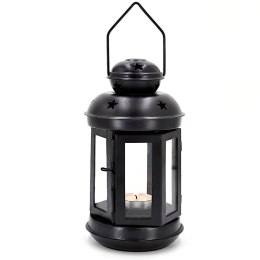 ŚWIECZNIK NA TEA LIGHT LATARENKA 20CM CZARNA