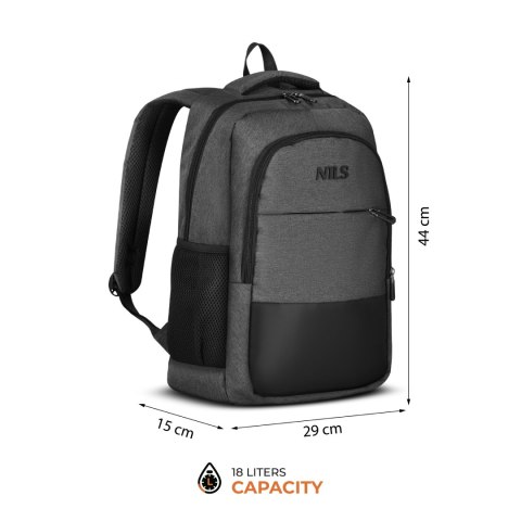 NC4503 PLECAK MIEJSKI Z USB SZARY NILS