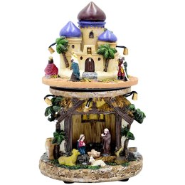 SZOPKA DEKORACYJNA RUCHOMA GRAJĄCA LED 14x14x23CM NA BATERIE NIEBIESKIE KOPUŁY