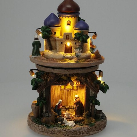 SZOPKA DEKORACYJNA RUCHOMA GRAJĄCA LED 14x14x23CM NA BATERIE NIEBIESKIE KOPUŁY
