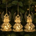 ANIOŁ DEKORACYJNY TRANSPARENTNY 9CM LED 3SZT