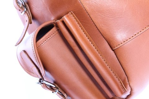 Modny plecak skórzany Vintage P1 BROWN