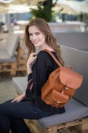 Modny plecak skórzany Vintage P1 COGNAC