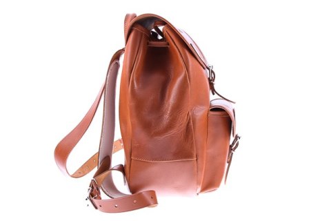 Modny plecak skórzany Vintage P1 COGNAC