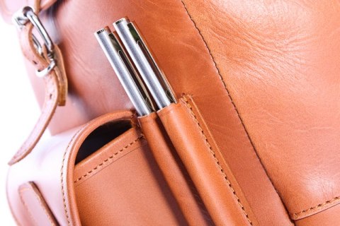 Modny plecak skórzany Vintage P1 COGNAC