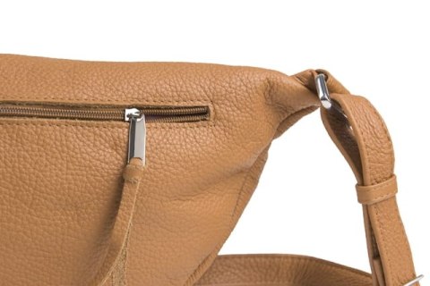Skórzana torebka-nerka typu cross-body VOOC EP19 camel