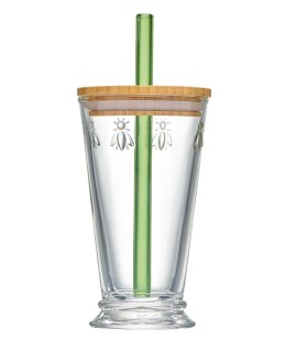 Abeille Szklanka ze Szklaną Słomką i Pokrywką 420 ml