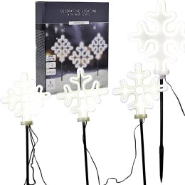 LAMPKI OGRODOWE STICK ŚNIEŻYNKI NEON LED 58 CM 3 SZT BIAŁE IP44