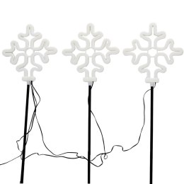 LAMPKI OGRODOWE STICK ŚNIEŻYNKI NEON LED 58 CM 3 SZT BIAŁE IP44